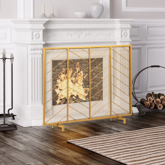 39&#x22;x31&#x22; Single Panel Fireplace Screen Spark Guard Fence