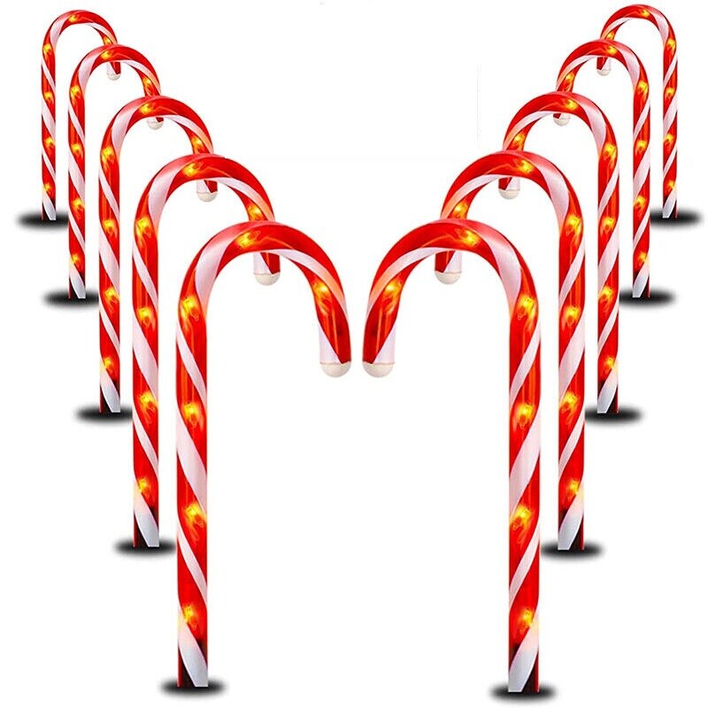 Kitcheniva 8 Modes Candy Canes Light Christmas Decorations 10 Packs