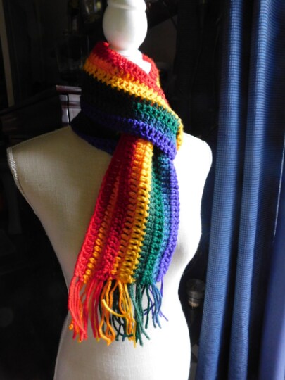 The Rainbow Scarf Hand Crocheted Crochet Handmade Adult or Child