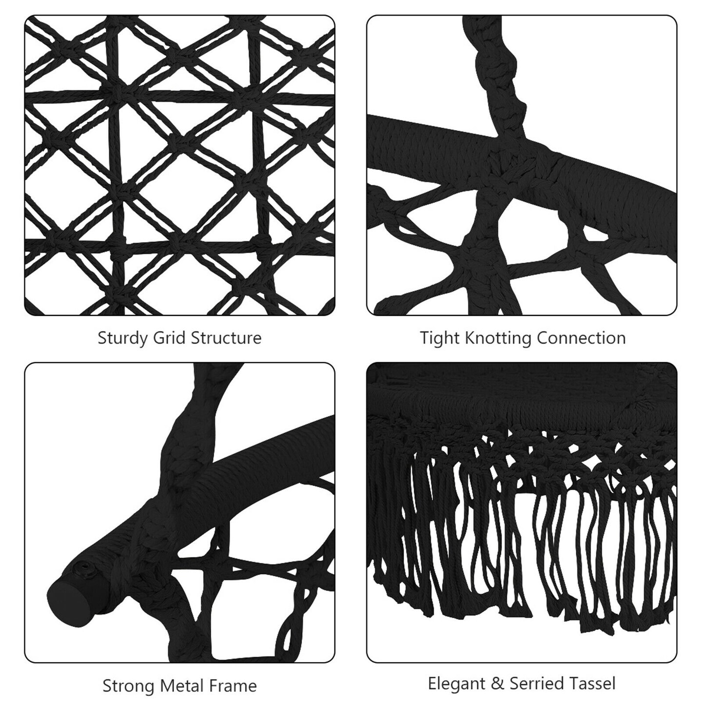 Hanging Hammock Chair Macrame Swing Hand Woven Cotton Backrest