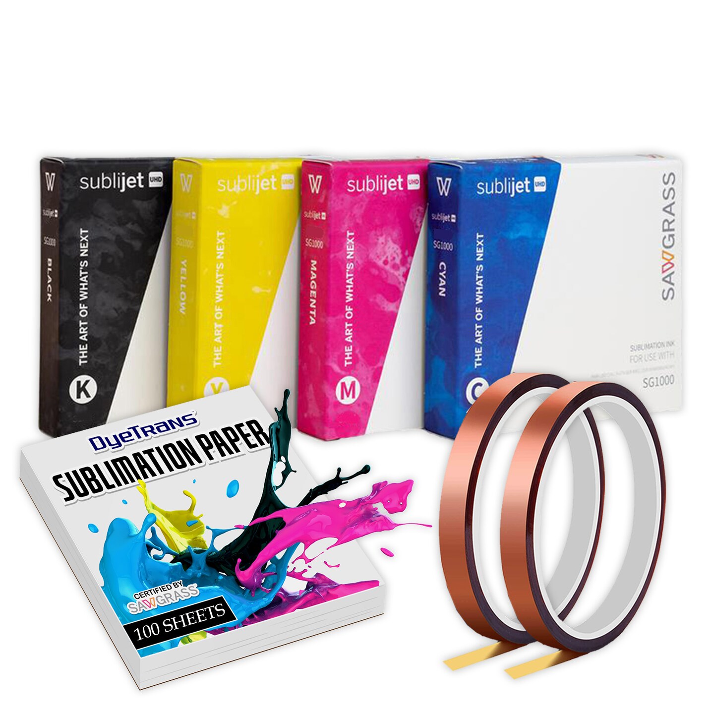 Complete Set Sawgrass SubliJet UHD Ink for Sublimation Printing with the SG1000. Genuine SawGrass Ink Cartridges