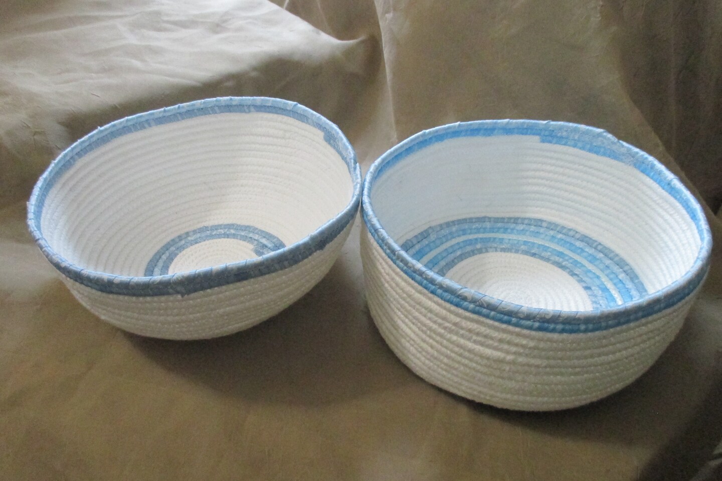 Rope Bowls, Cotton Rope Basket, Fabric Wrap Coiled Bowl