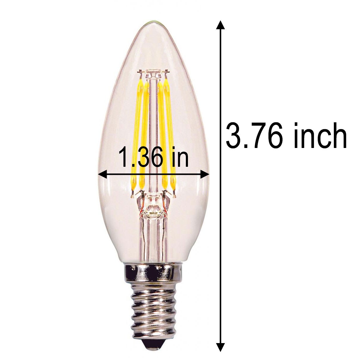 3Pack - 4.5w B11 LED E12 Candelabra base 2700K Soft White Light Bulb