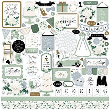 Echo Park Wedding Bells 12x12 Elements Cardstock Stickers