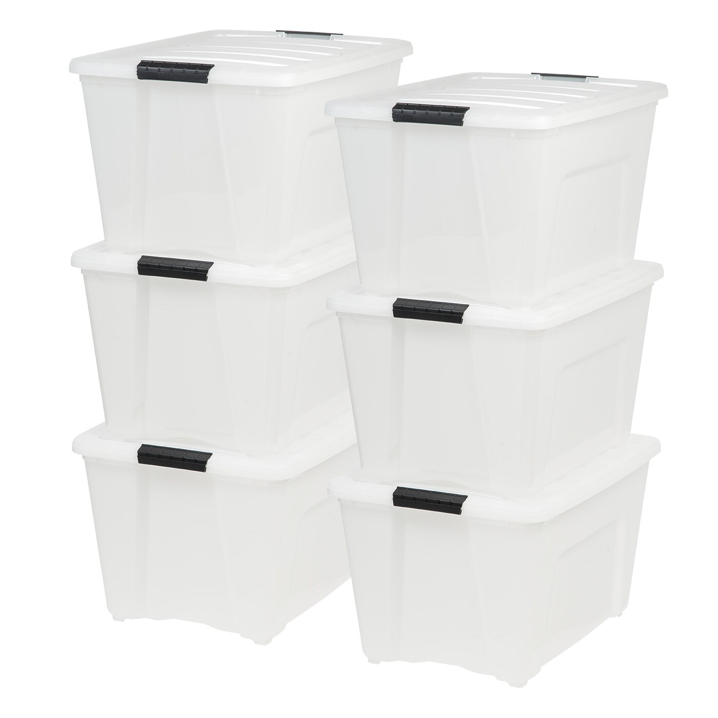 IRIS USA Plastic Storage Bins with Lids and Secure Latching Buckles