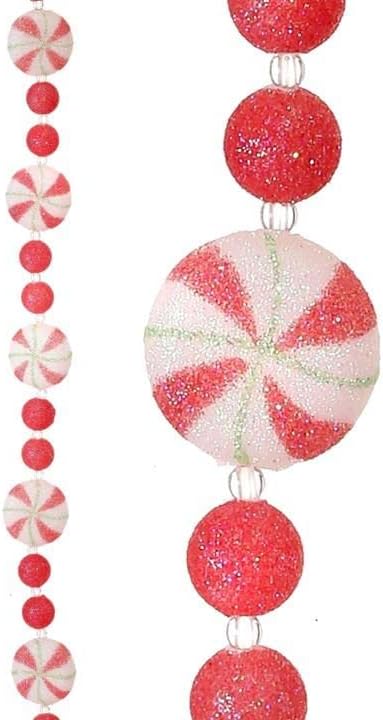 72&#x22; Frosted Starburst Peppermint Sugar Candy Christmas Garland