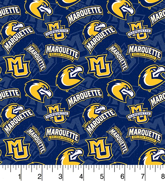 Sykel Enterprises-Marquette University Cotton Fabric-Marquette Golden Eagles Tone On Tone Cotton Quilting Fabric