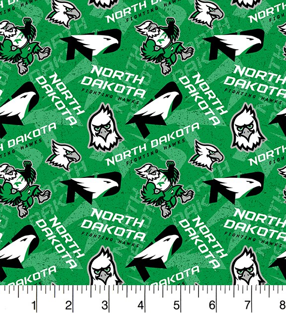 Sykel Enterprises-University of North Dakota Cotton Fabric-North Dakota Fighting Hawks Tone On Tone Cotton Quilting Fabric