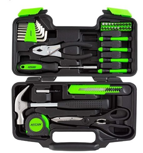 39-Piece Home Hand Tool Kit with Storage Case for Household Repairs, Home, Office, Apartments, and Dormitories