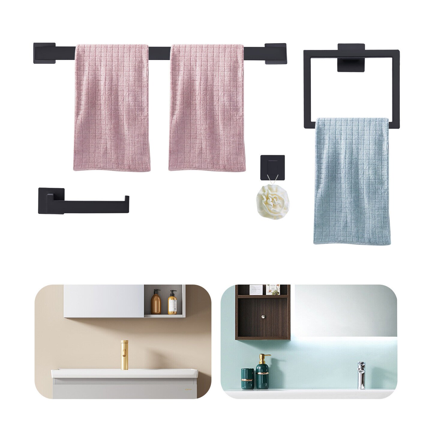 Hardware Wall Stainless Steel Towel Bar 4 pcs
