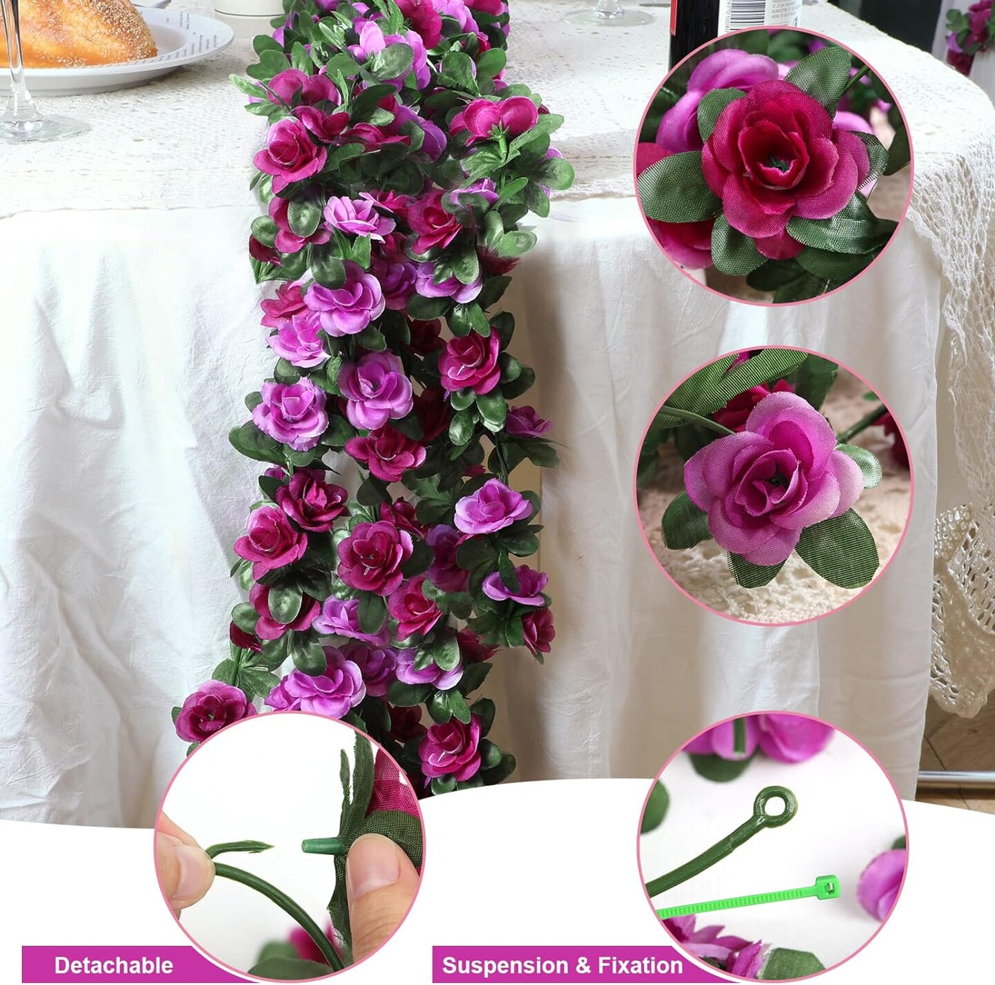 41 ft. Decorative Flower Garland Rose Vines 5 packs