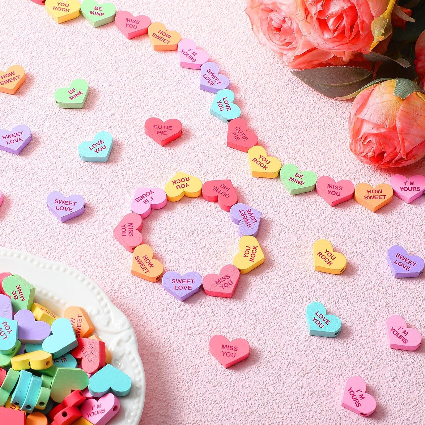 16 mm Wooden Heart Shaped Beads for Jewelry Making 320 pcs