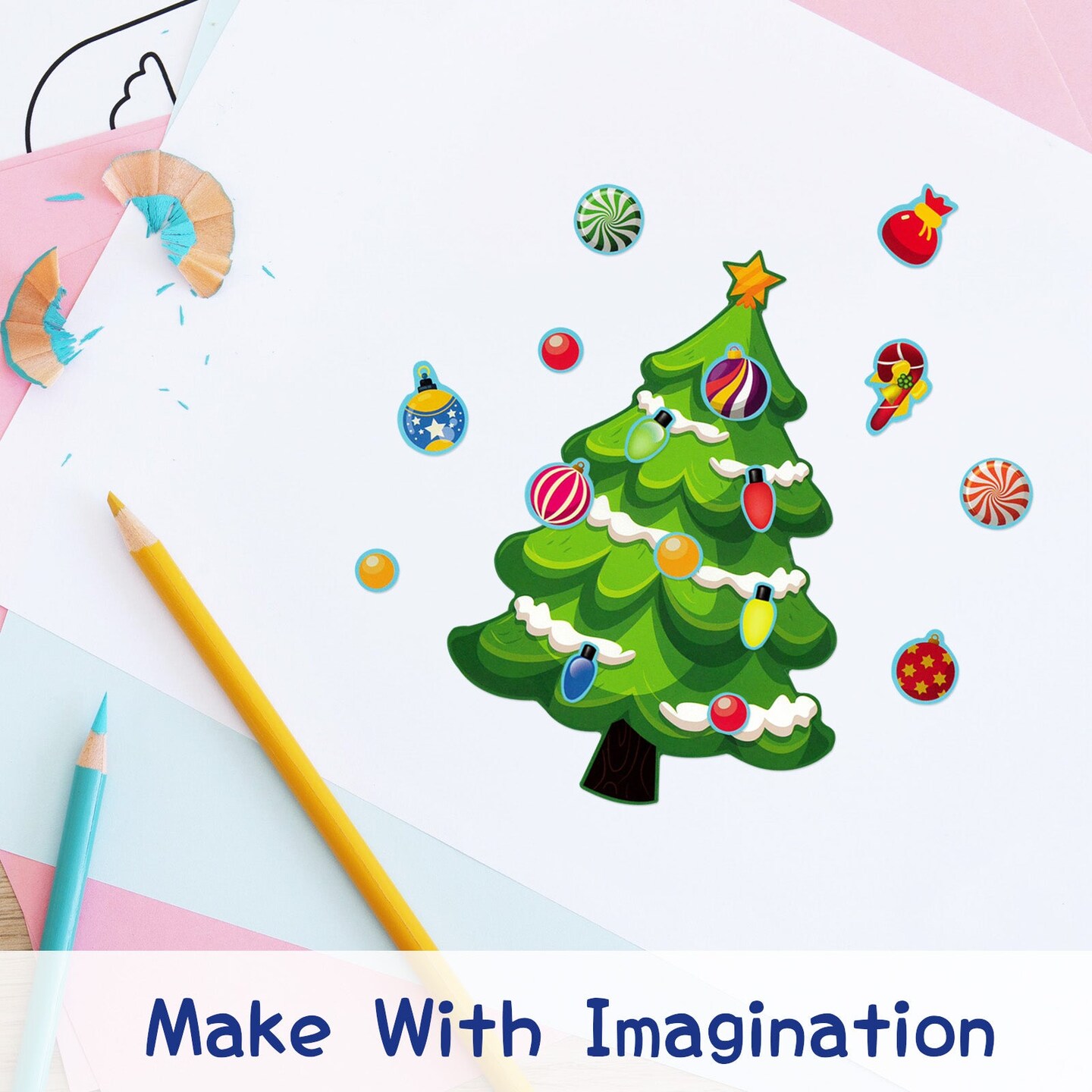 Wrapables Make Your Own Christmas Stickers, DIY Make a Face Sticker Sheets, Holiday Crafts and Activities, Party Favors (24 Sheets)