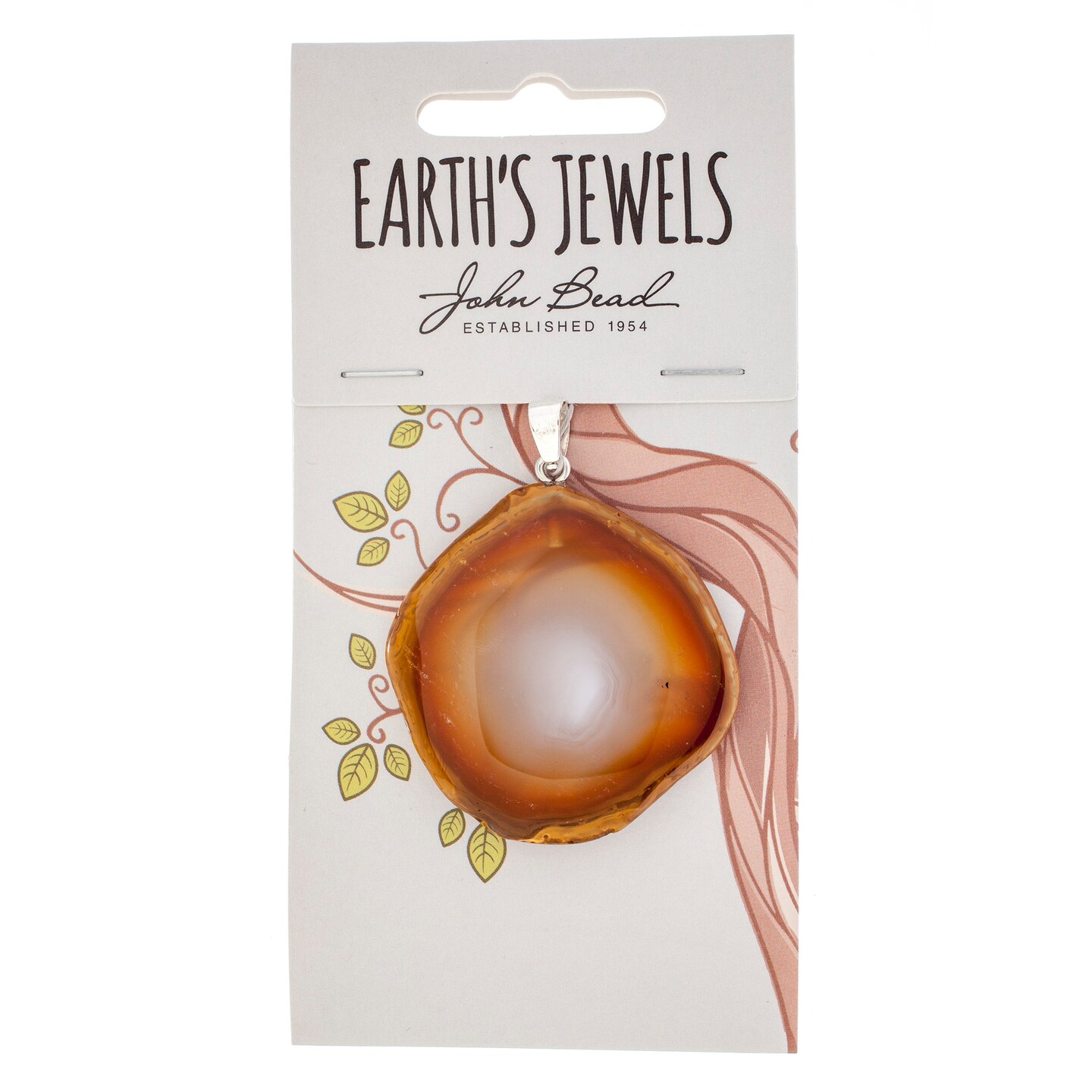 Earth&#x27;s Jewel 40mm Orange Amber Semi-Precious Agate Pendant