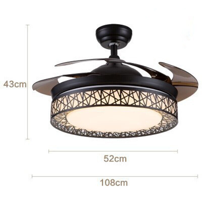 Kitcheniva LED Chandelier WIith Remote Ceiling Fan Light Lamp Retractable Blades 3 Speed 42&#x22;