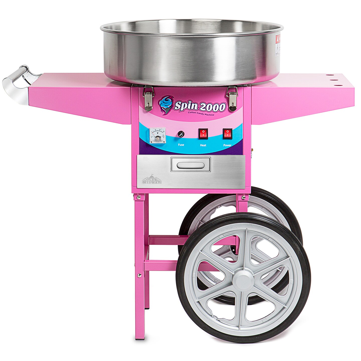 Olde Midway Cotton Candy Machine Cart, SPIN-2000 Electric Candy Floss Maker, Commercial-Grade