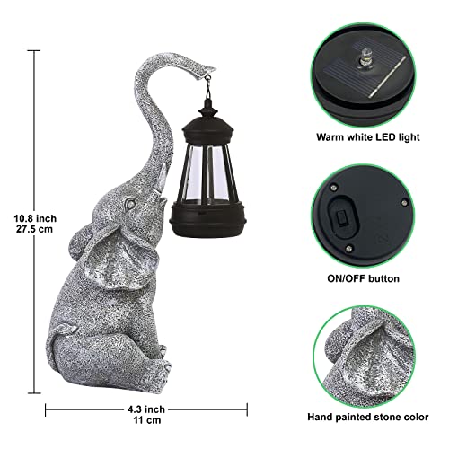 Elephant Statue for Garden Decor with Gift Appeal - Ideal Gifts for Women, Mom or Birthdays, Beautifully Crafted Outdoor &#x26; Home Decor to Wow Your Guests (11&#x22; Elephant)