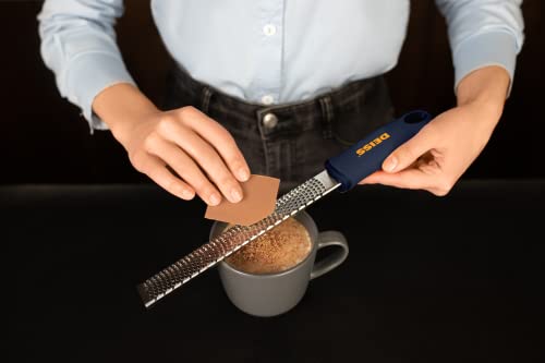 PRO Citrus Zester &#x26; Cheese Grater - Parmesan Cheese Lemon, Ginger, Garlic, Nutmeg, Chocolate, Vegetables, Fruits - Razor-Sharp Stainless Steel Blade, Wide, Dishwasher Safe (BLACK)