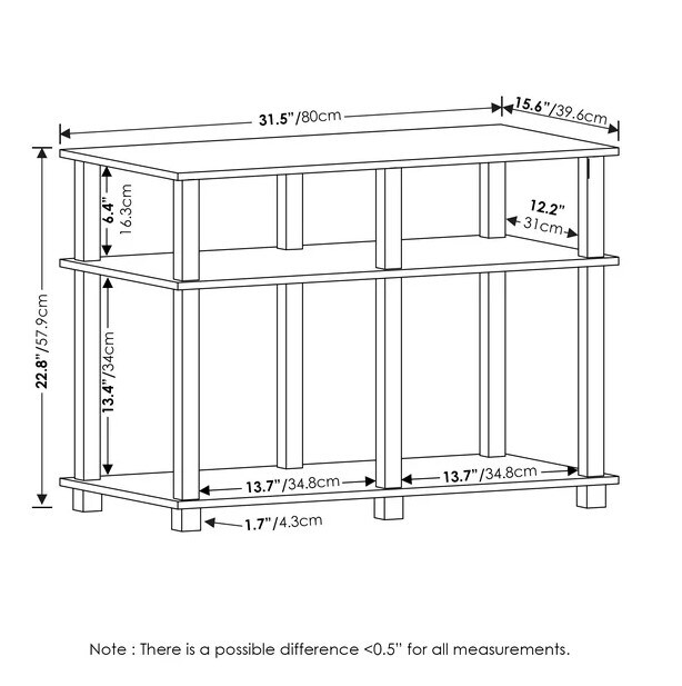 Romain Turn-N-Tube TV Stand, French Oak/Black, for TVs up to 40 inches