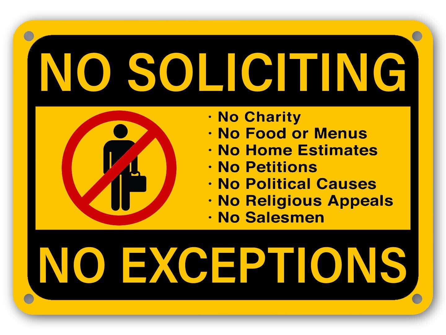 No Soliciting Sign - Front Door Home Business Security Fence