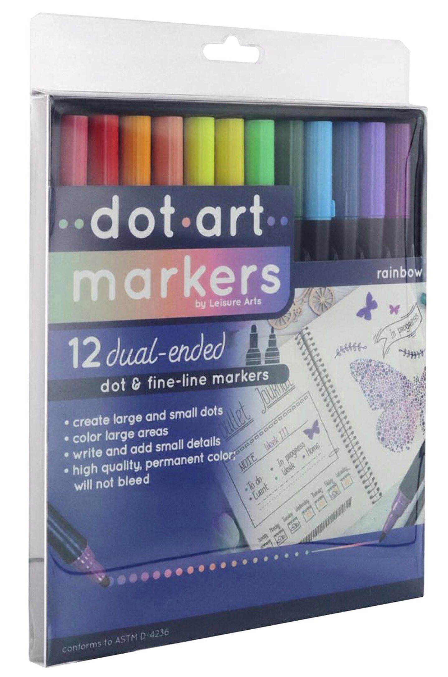 Leisure Arts Dot Art Crafting Color Sheets Sports with Markers