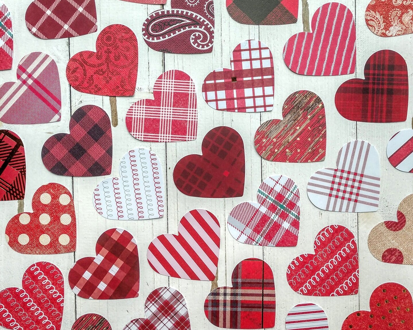 30 Red Patterned Heart Die Cuts, Heart Cutouts, Banners, Bulletin ...