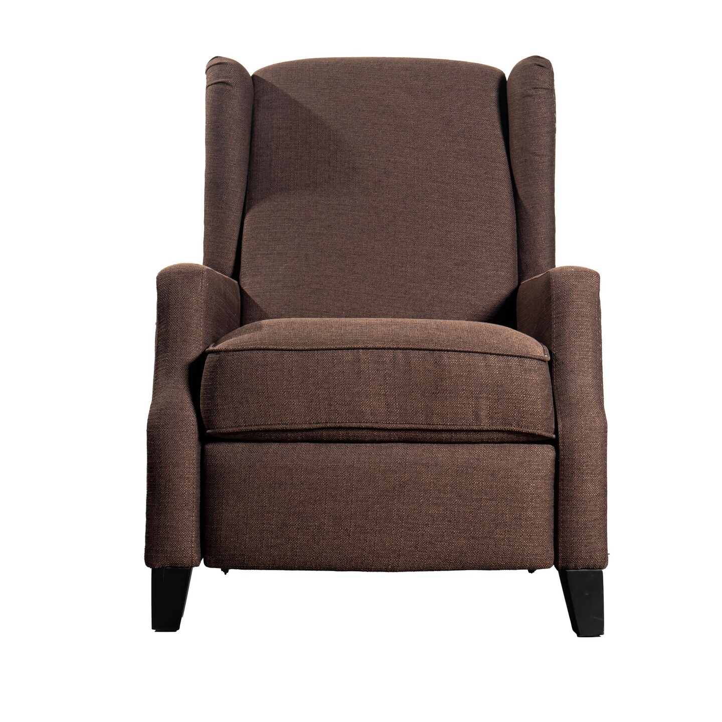 Emma and Oliver Leeds Fabric Upholstered Easy Push Back Recliner - Classic Wingback Design with Nailhead Accent Trim and Footrest