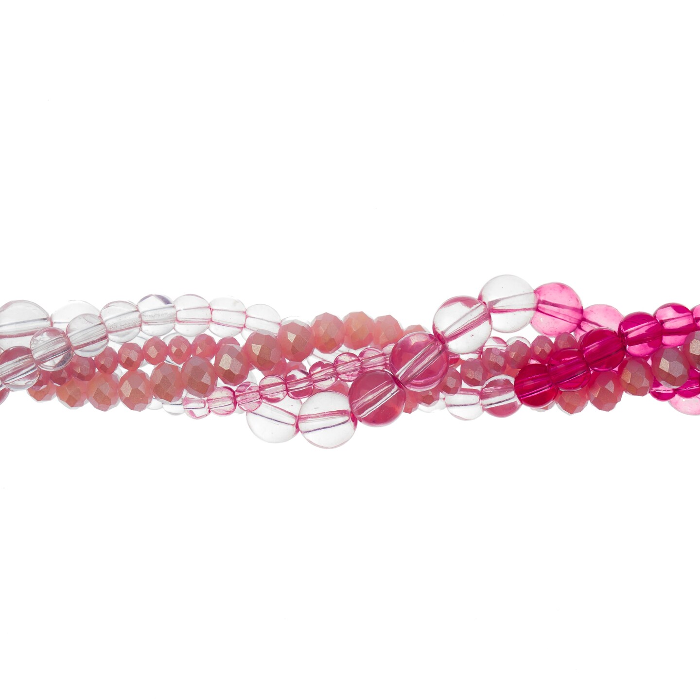 Crystal Lane DIY Pink Twilight Twisted Glass &#x26; Pearls Beads, 5 Strands