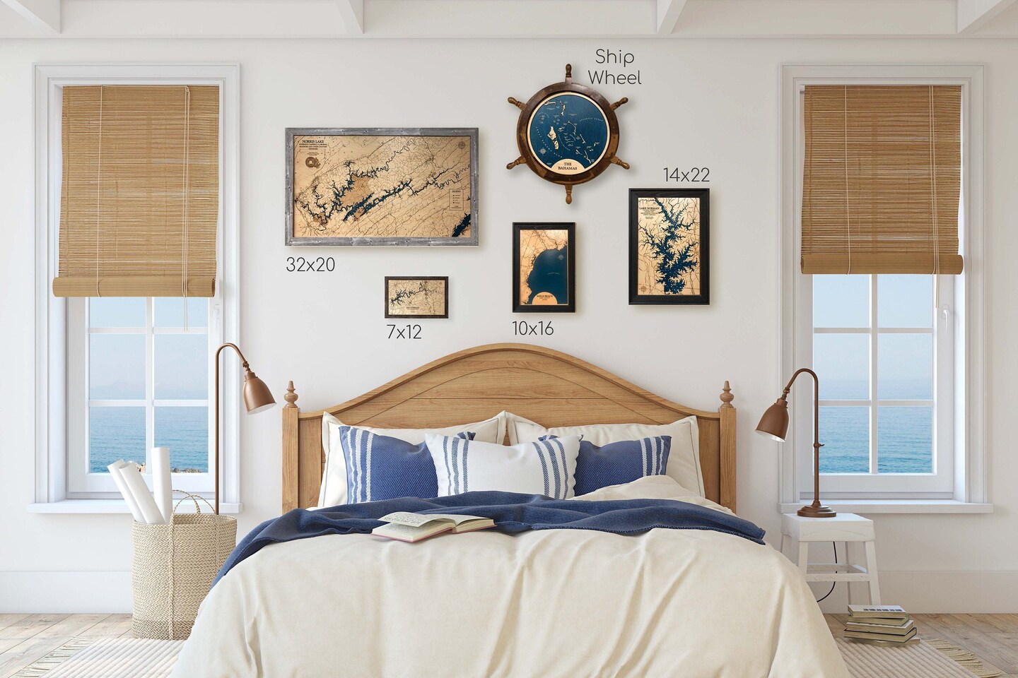 Great Lakes Map with Nautical Graphics, 3D Lake Map, Custom Lake Map, Custom Lake Art, Lake Michigan Map, Lake Superior Map, Lake Decor product 5