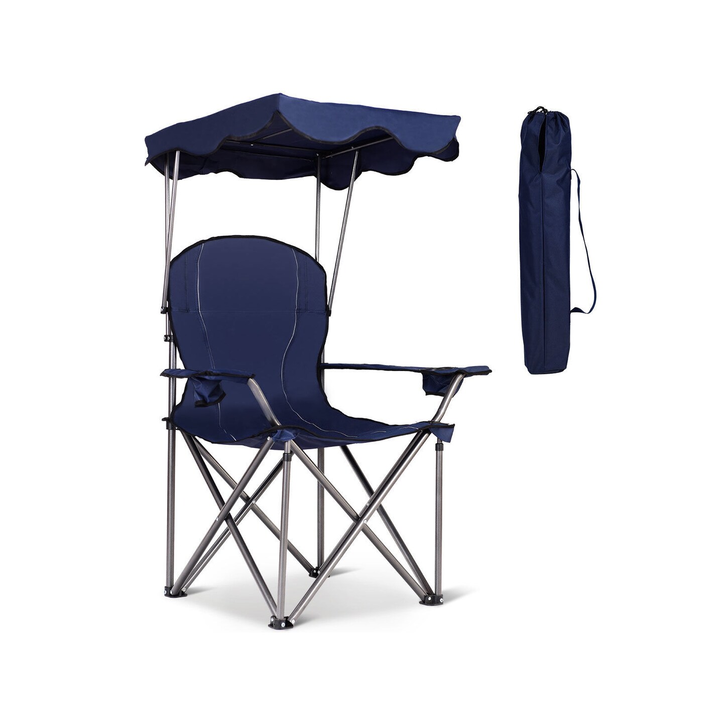 Portable Folding Beach Canopy Chair with Cup Holders