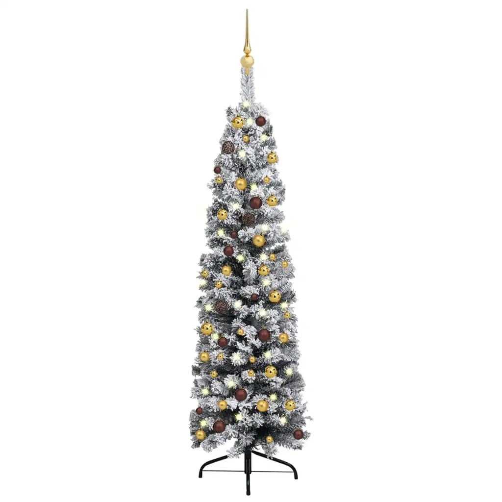 47.2 Slim Green Christmas Tree with LEDs and Balls