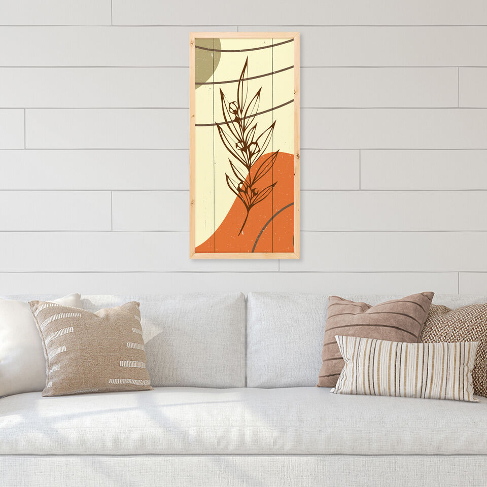 Botanical Framed Wood Wall Art Sign Decor Boho Desert Mid Century.