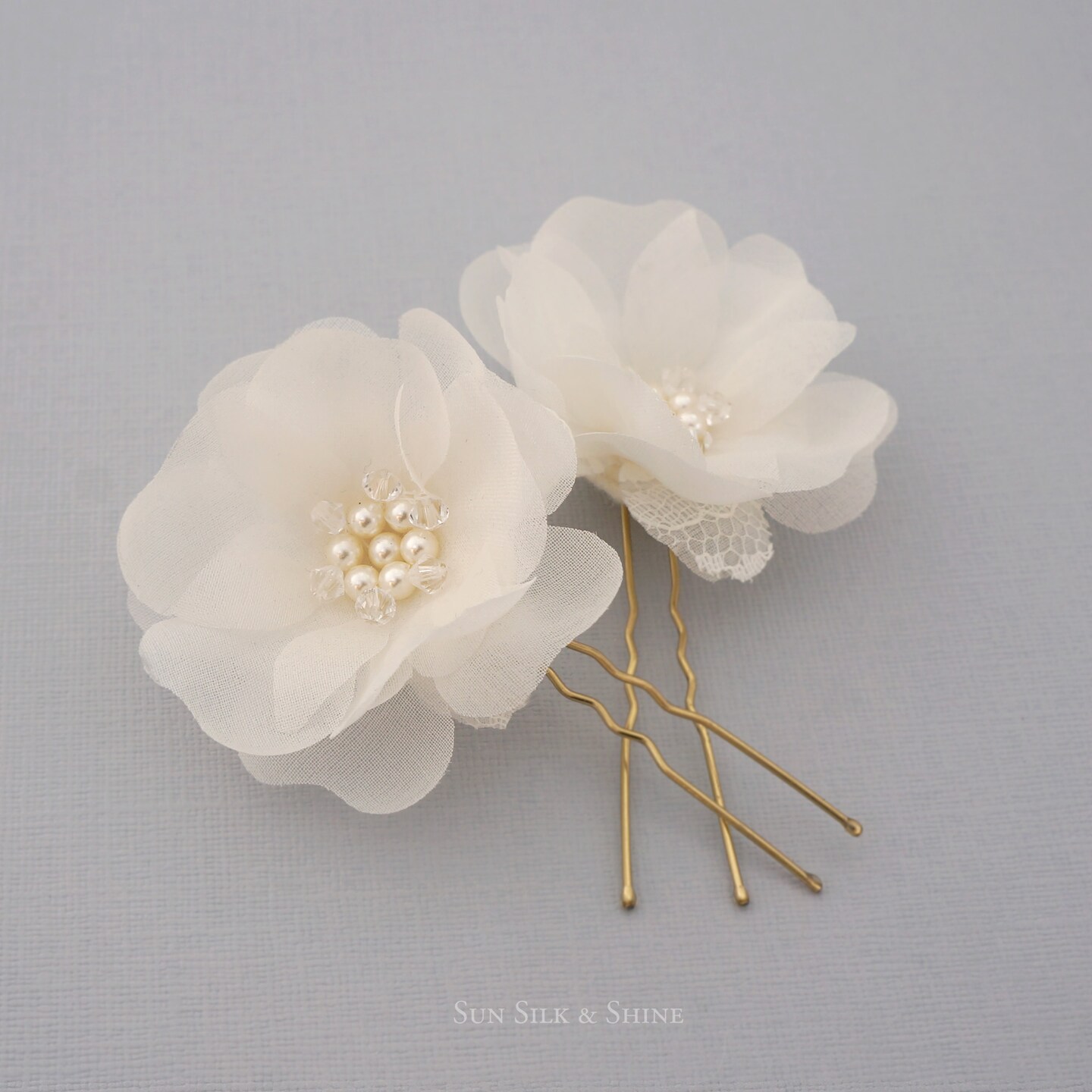 Swarovski Wedding Flower Hair Pins, Garden Wedding Hair Flowers, Flower Bridal Headpiece with Pearls Crystal, Bridal Hair Flower product 4