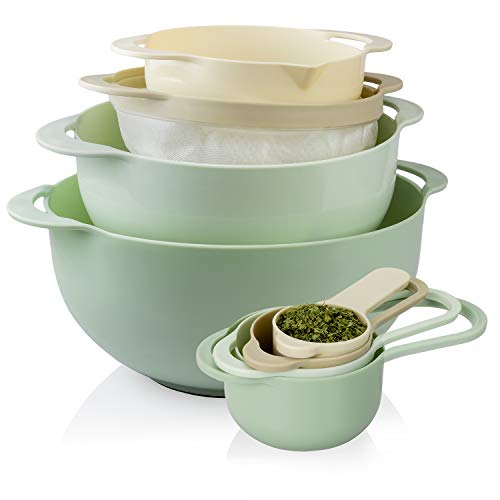 COOK WITH COLOR 8 Piece Nesting Bowls with Measuring Cups Colander and  Sifter Set - Includes 2