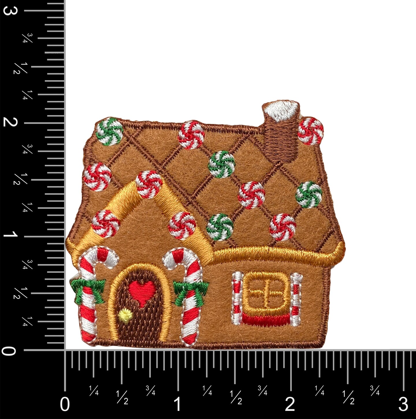 Gingerbread House with Peppermint Candy Christmas Cookie Embroidered Iron on Patch