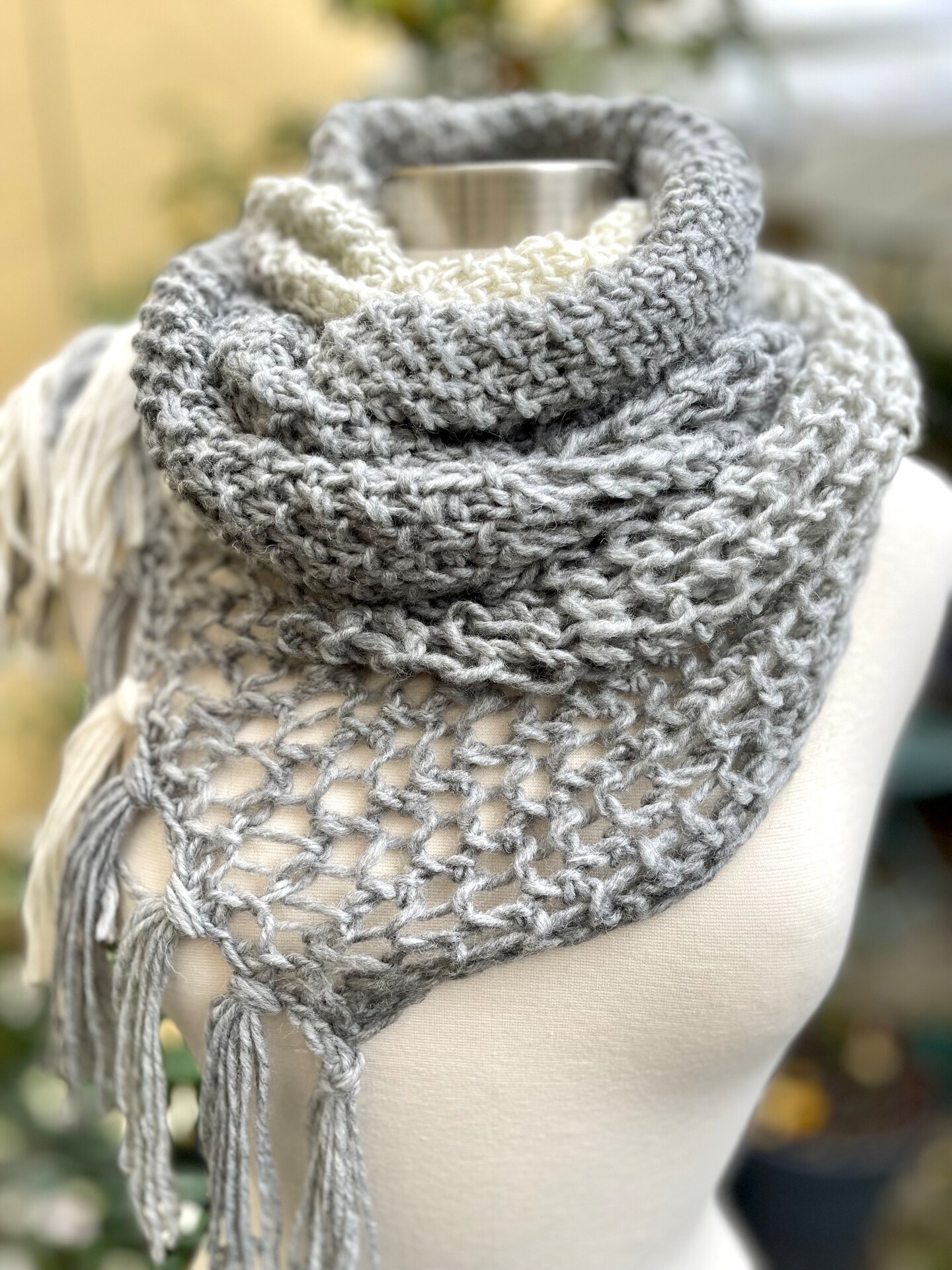 Handknit Scarf - Gray/Silver outlet Color Fur