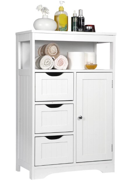 White Bathroom Storage Cabinet, Freestanding Office Cabinet with