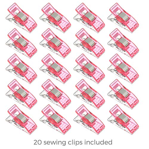 Rotary Cutter Set pink - Quilting Kit incl. 45mm Fabric Cutter, 5 Replacement Blades, A3 Cutting Mat, Acrylic Ruler and Craft Clips - Ideal for Crafting, Sewing, Patchworking, Crochet &#x26; Knitting x
