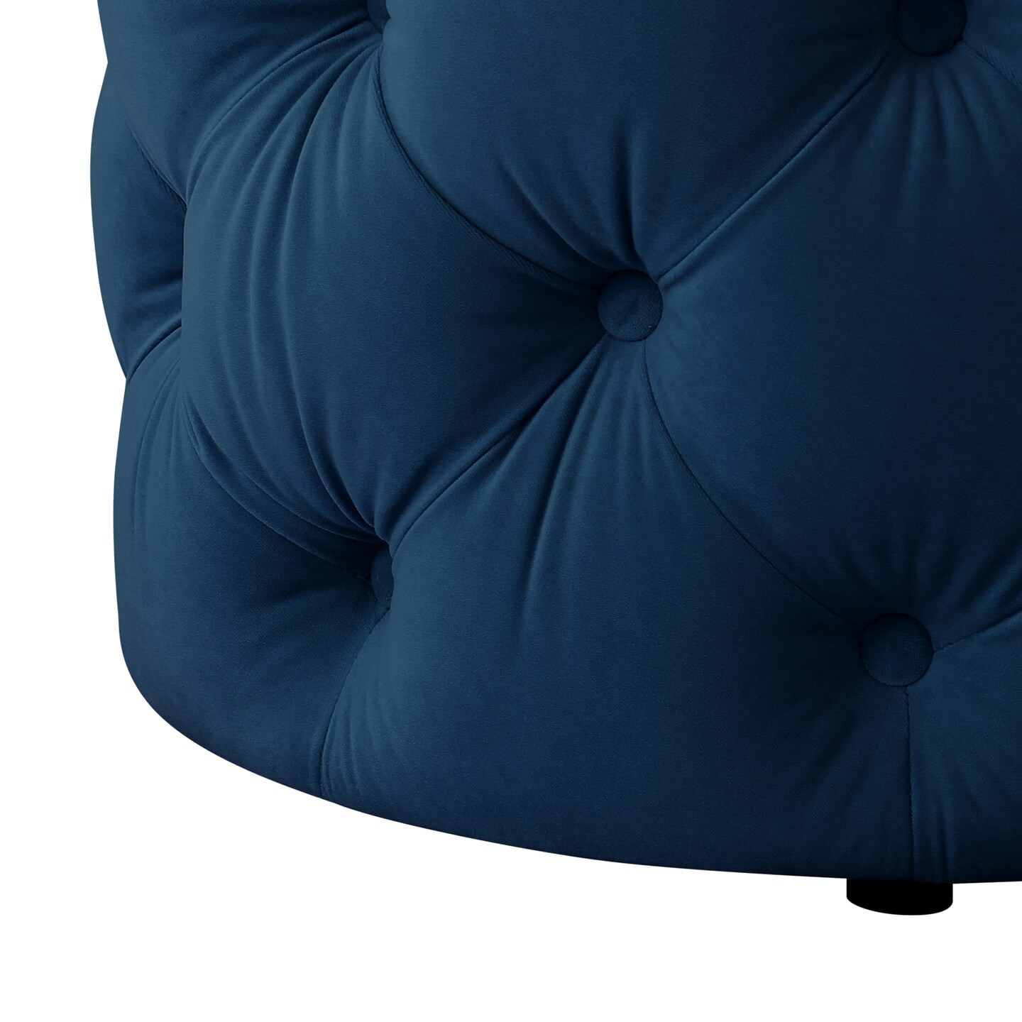 Marianna Linen/Velvet Tufted Allover Upholstered Round Ottoman, 1 Piece