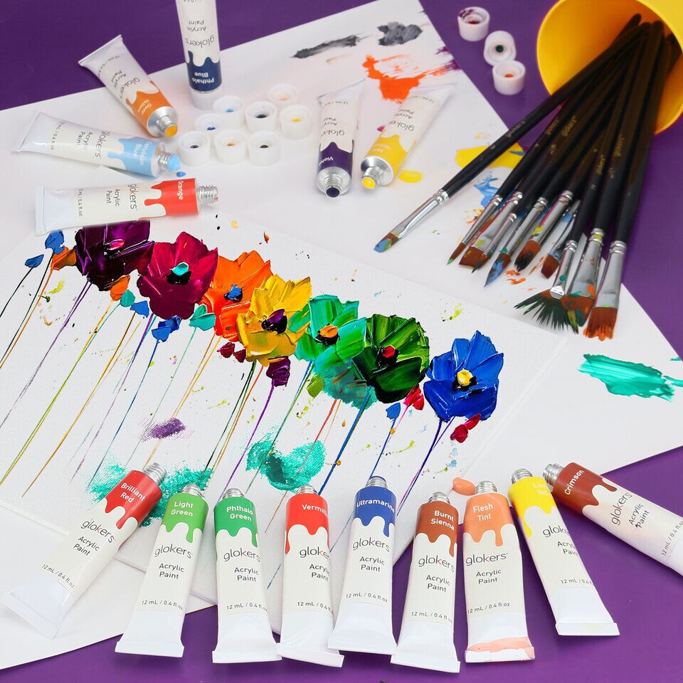 Full Acrylic Paint Set 24 Rich Pigments Colors.