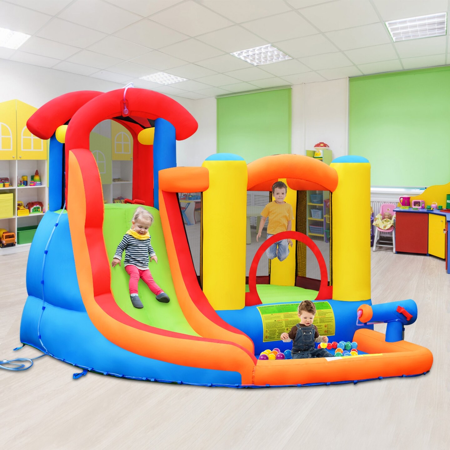 Inflatable Water Slide Bounce House with Pool and Cannon
