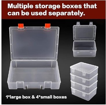 Art &#x26; Craft Organizer with Handle, Clear Storage Bins Container for Organizing Tool, Craft, Bead, Lego, Sewing