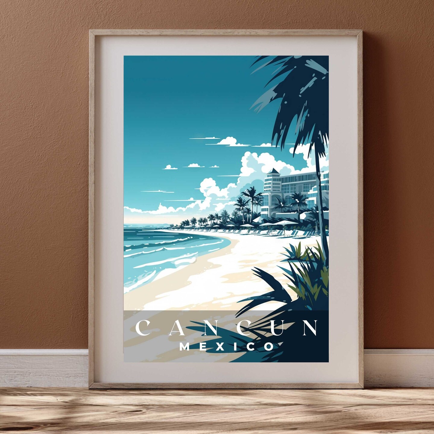  Cancun México Vintage Travel Poster Canvas Frame 11x14 : Hogar  y Cocina