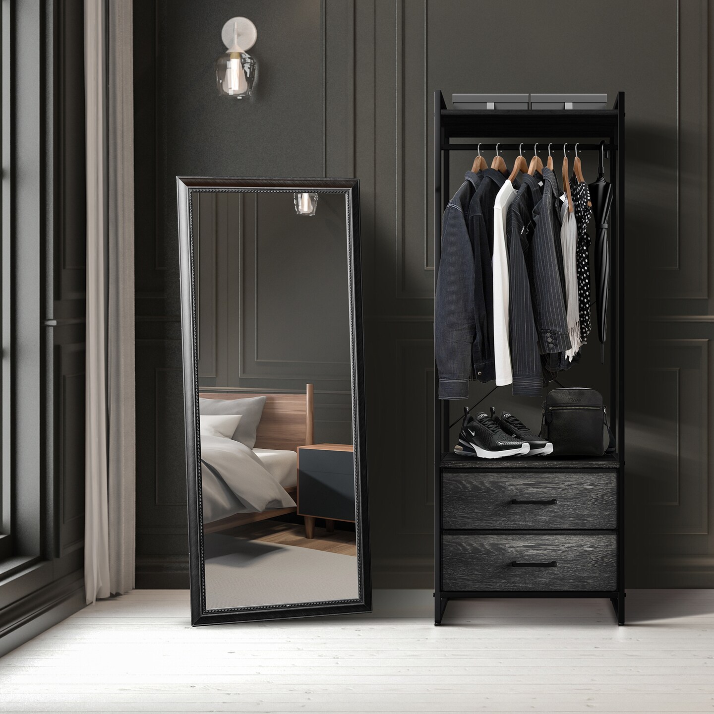 Sorbus Clothing Rack with Drawers - Clothes Stand Dresser - Wood Top, Steel Frame, & Fabric Drawers - Tall Closet Storage Organizer - Garment Rack for Hanging Shirts, Dresses, & Jackets