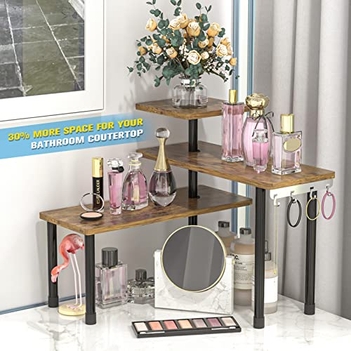 JayRex Bathroom Organizer Countertop Counter 2 Tier Kitchen Corner Counter  Shelf