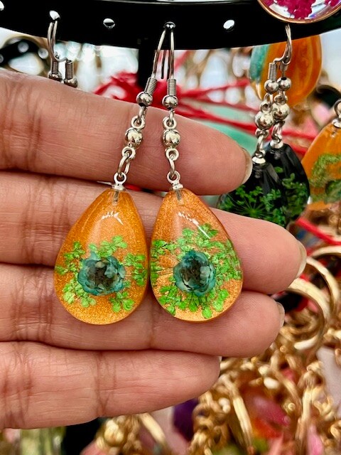 Orange deals resin earrings