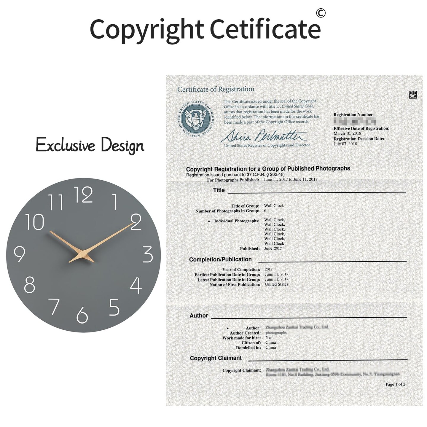 Wall Clock 14 Inch Wall Clocks Battery Operated Silent Non-Ticking, Simple Modern Wood Clock Decorative for Bedroom, Living Room, Kitchen, Home Office (Gray)