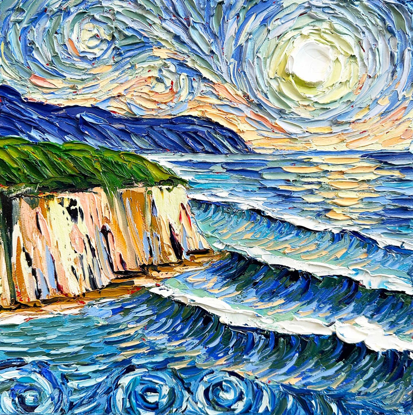 Van Gogh's Coast, an original palette knife oil painting