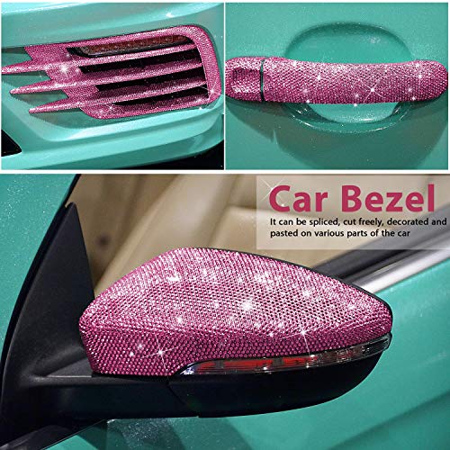  12000 Pieces Bling Bling Rhinestone Sheet Rhinestones Sticker  DIY Car Decoration Sticker Self Adhesive Glitter Rhinestones Crystal Gem  Stickers for Car Decoration, 9.4 x 7.9 Inch (Pink)