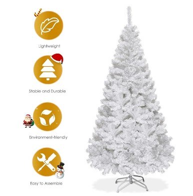 Nightcore Artificial, Xmas Pine Easy Assembly, Christmas Tree with Solid Metal Legs, White (5 FT)